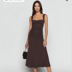 Reformation Brown Suvi Knit Midi Dress